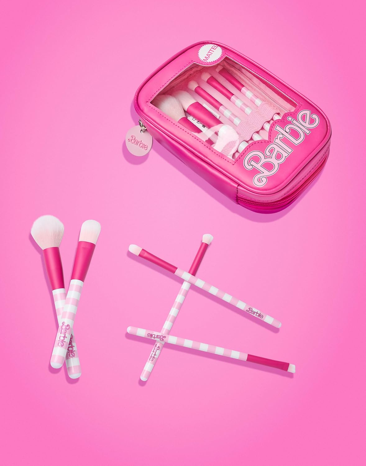 Ensemble de pinceaux de maquillage pour femmes : des outils de beauté élégants avec étui zippé en rose – Image 6