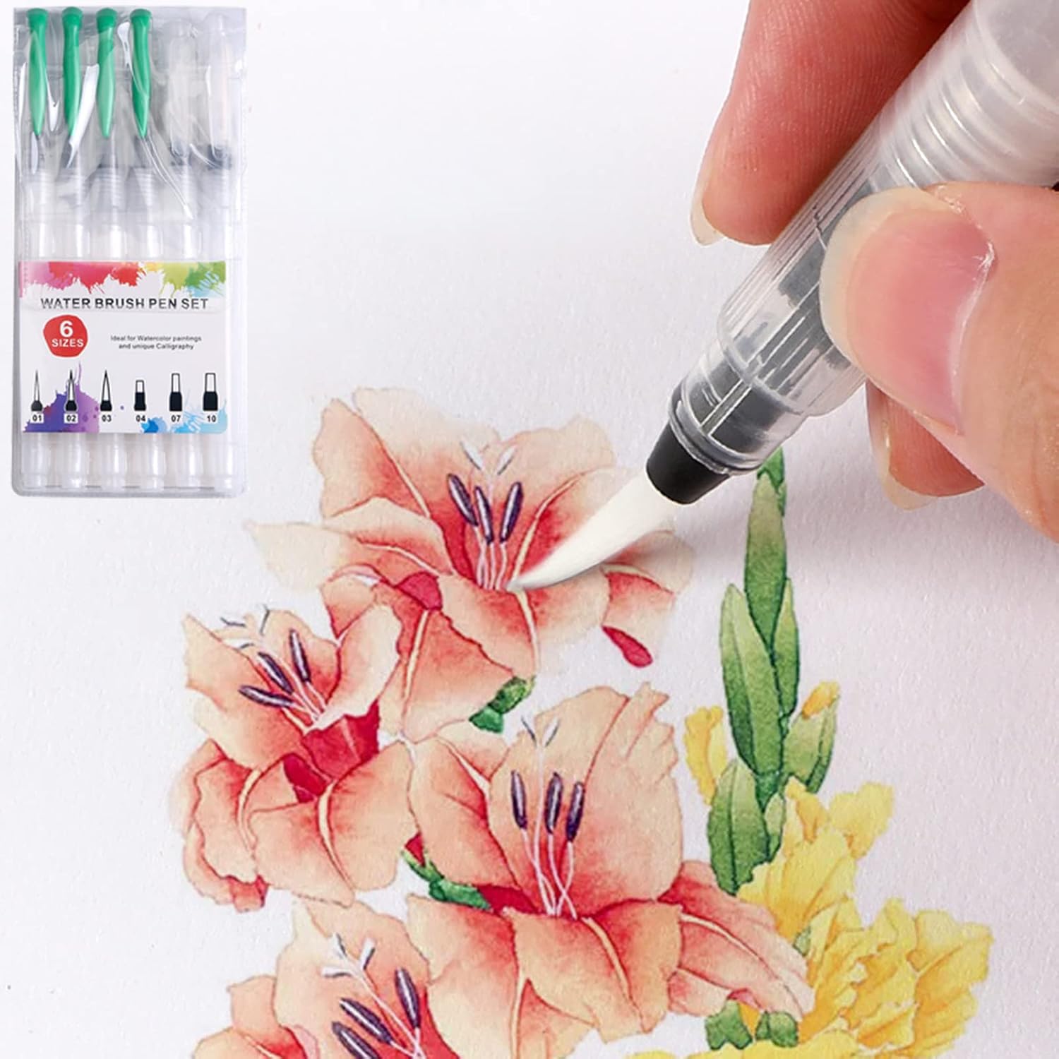 Pinceaux à eau professionnels : set de 6 pièces pour artistes et amateurs de calligraphie Découvrez notre ensemble de pinceaux à eau remplissables, idéal pour le mélange des couleurs et la création de magnifiques œuvres d'art. Parfait pour les artistes en herbe et les passionnés de calligraphie, ce set vous offre la précision et la fluidité nécessaires pour donner vie à vos idées créatives. – Image 4