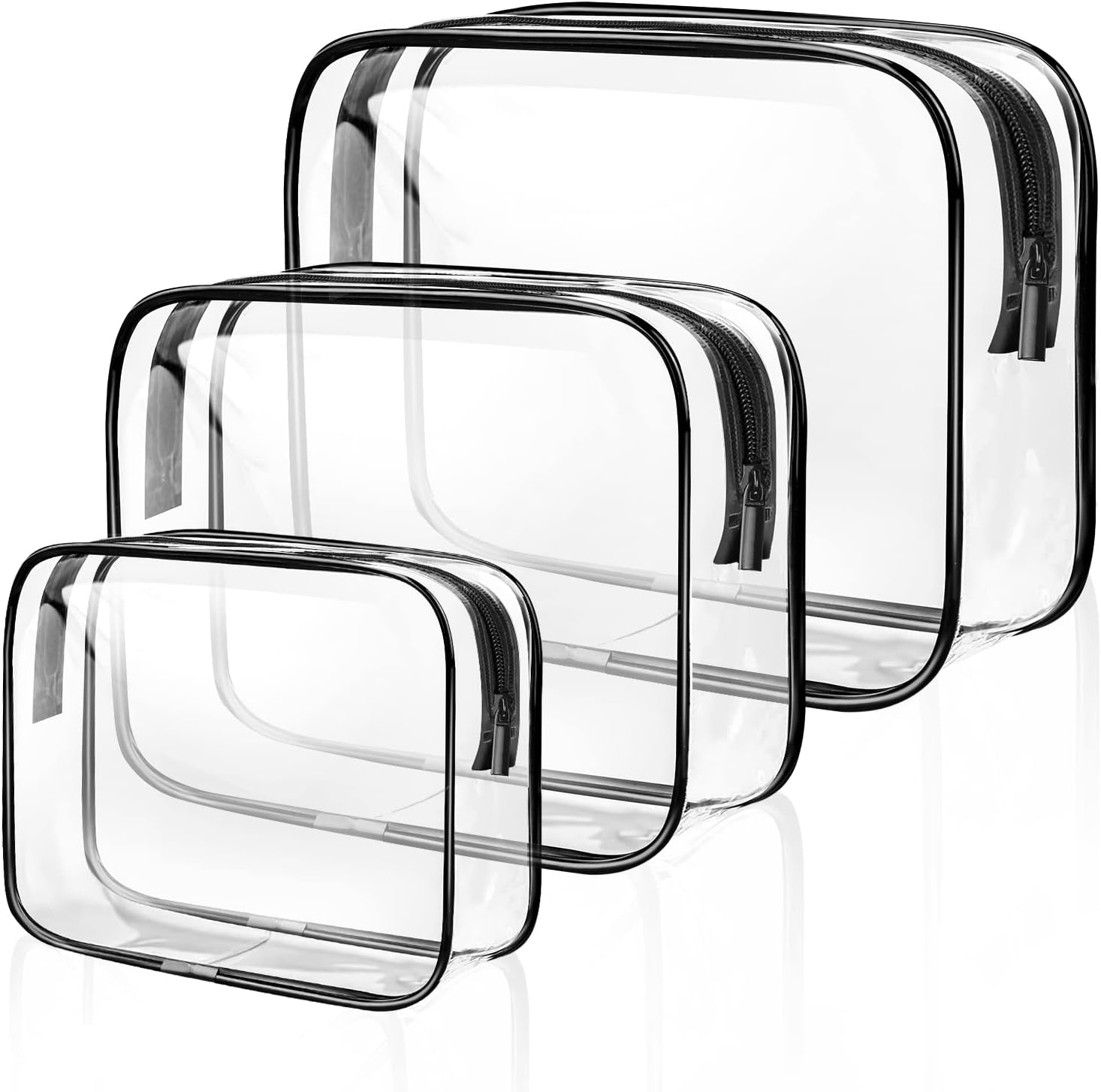 Trousse de toilette transparente : le lot de 3 pour les voyageurs élégants Pratique et étanche, cette trousse de maquillage en PVC est idéale pour homme et femme