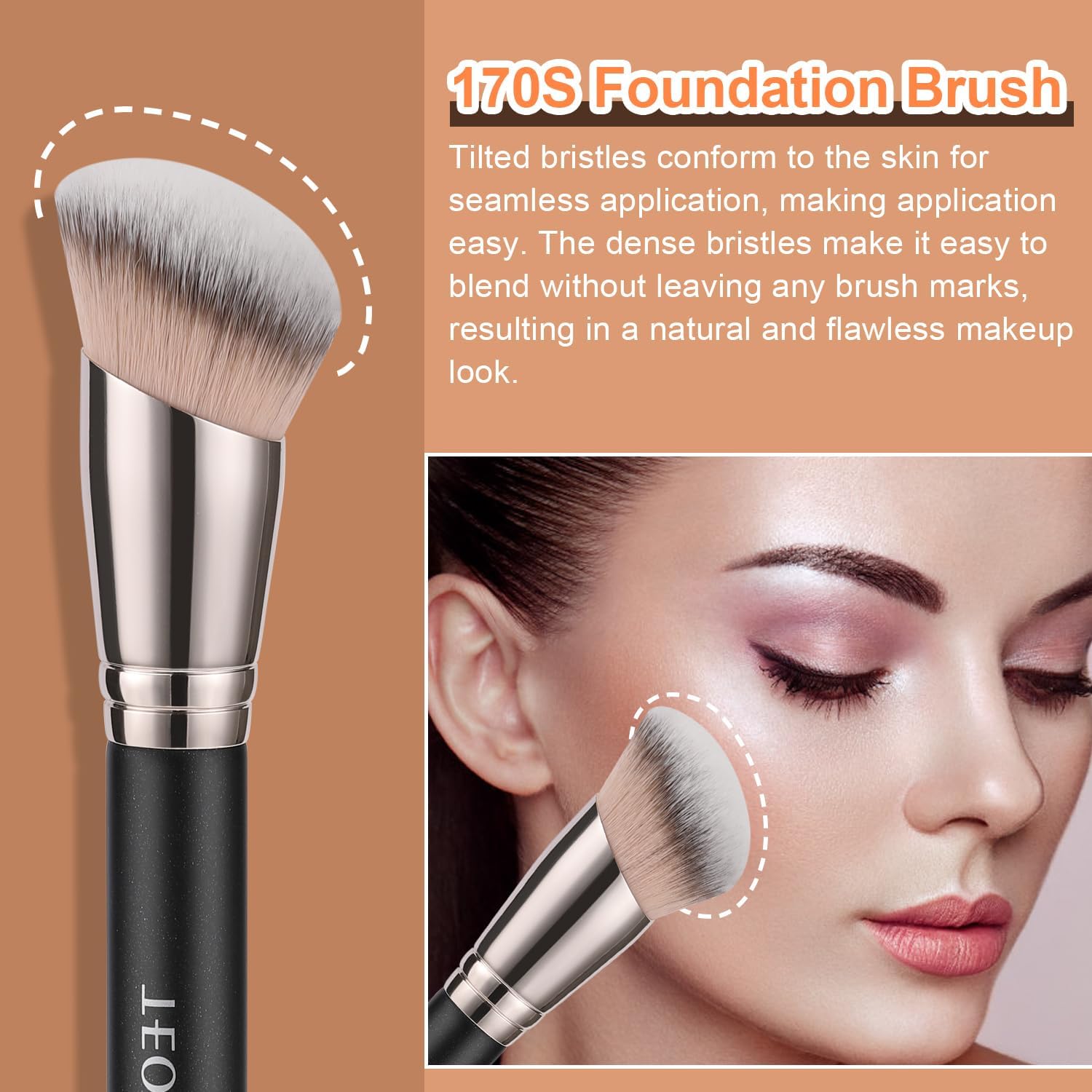 Pinceau biseauté pour fond de teint : l'outil idéal pour un teint parfait et naturel Pinceau kabuki synthétique pour les passionnés de maquillage, idéal pour le mélange et le polissage de vos cosmétiques liquides, crèmes et poudres – Image 3