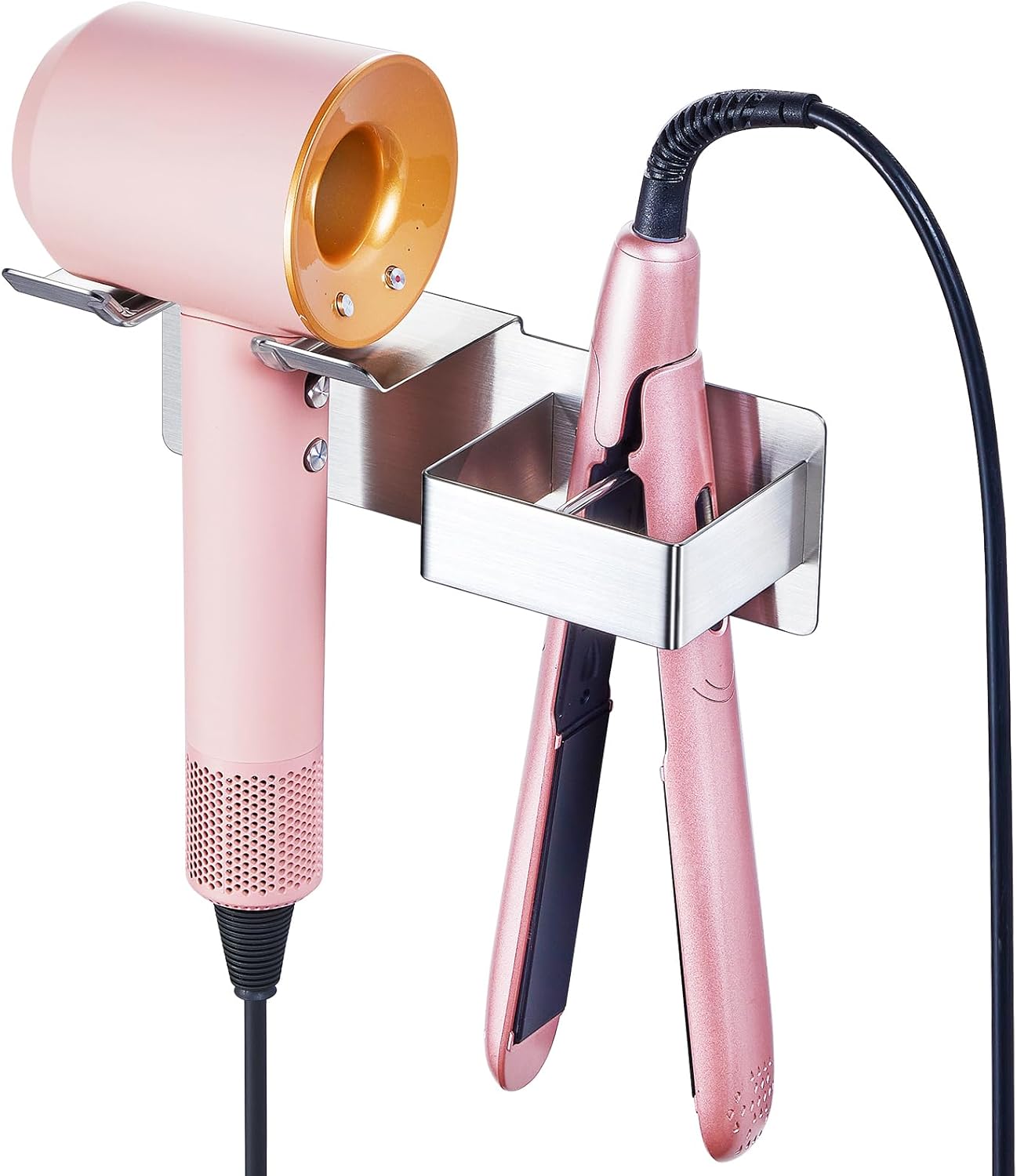 Porte sèche cheveux mural : support élégant en acier inoxydable pour hôtels et salles de bains