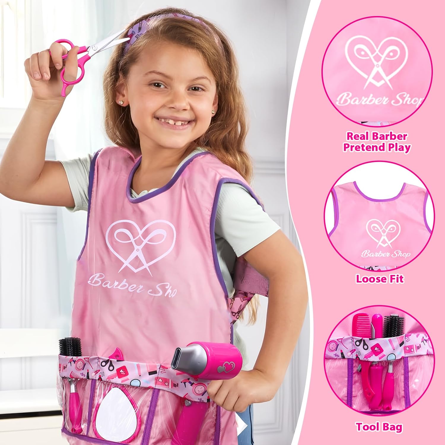 Set coiffure enfant fille : jouet créatif avec sèche-cheveux et accessoires pour une expérience de coiffeuse inoubliable – Image 4