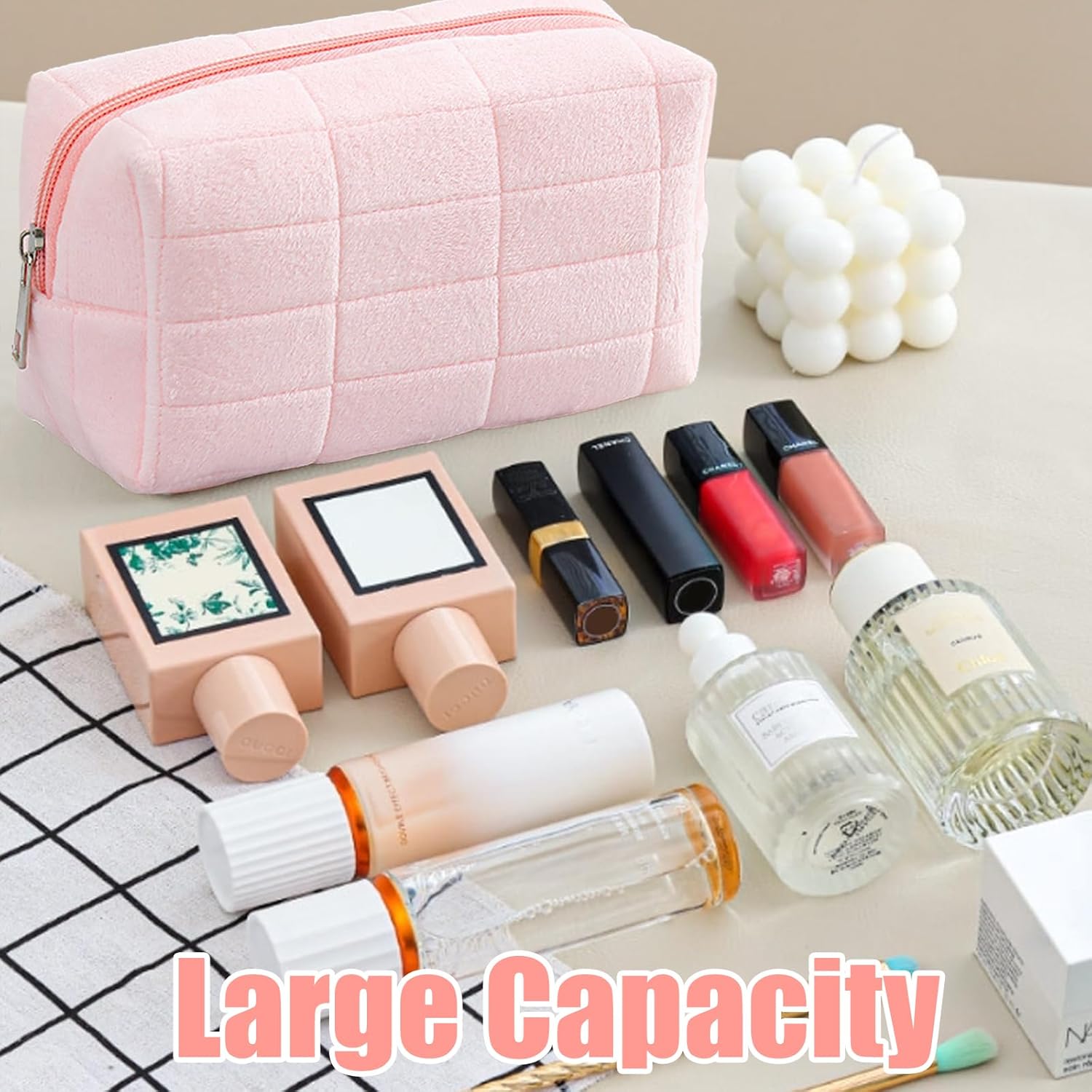 Élégante Trousse de Toilette à Carreaux Mignons – Image 5