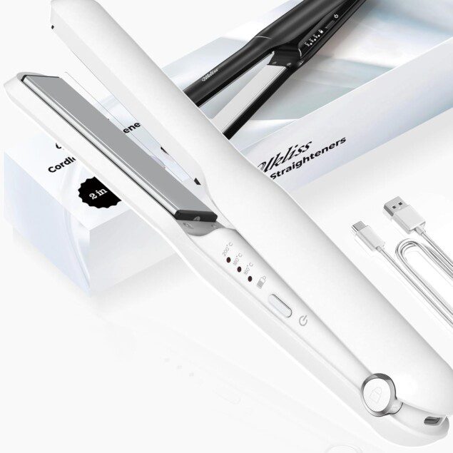 Portable fer à lisser sans fil : lisseur rechargeable pour cheveux courts et longs, idéal en voyage avec 3 températures et technologie d'ions négatifs