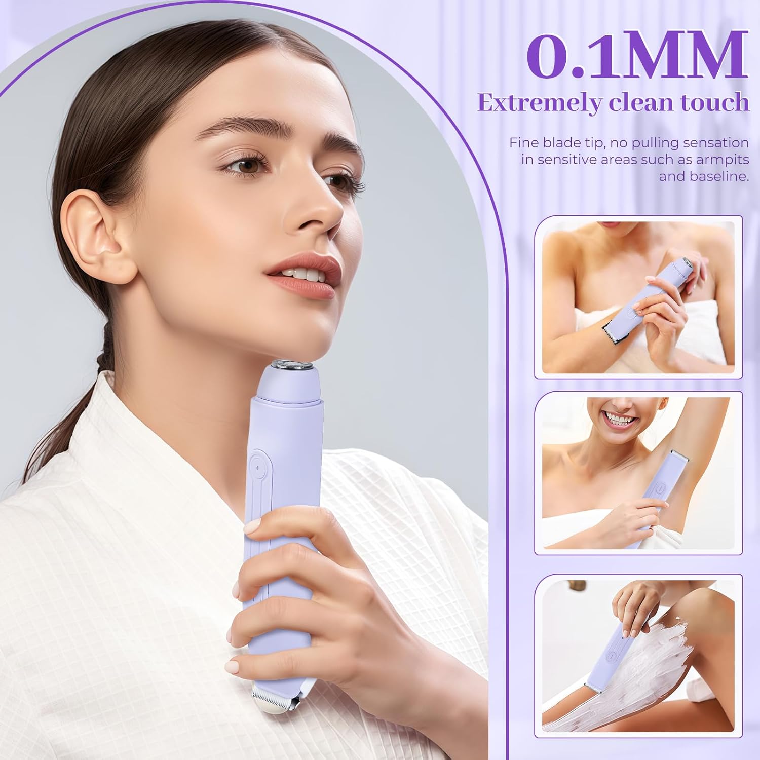 Rasoir Électrique 2 en 1 Lila pour Femmes - Épilation Douce et Pratique – Image 3
