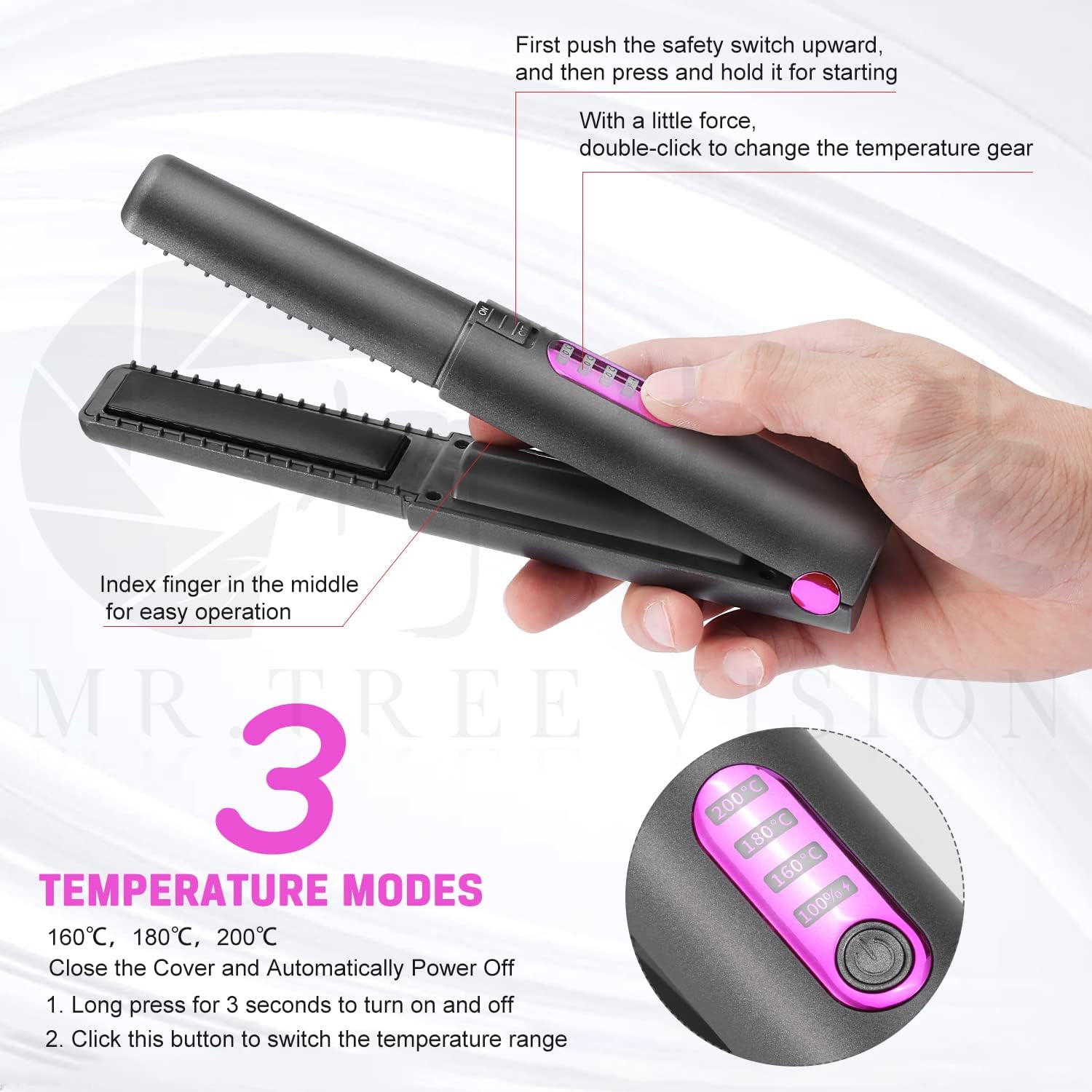 Lisseur de cheveux sans fil : le compagnon idéal pour un coiffage rapide et élégant en voyage Offrez à vos cheveux la brillance et la douceur qu'ils méritent avec ce mini lisseur 2 en 1, parfait pour les femmes en déplacement. – Image 9