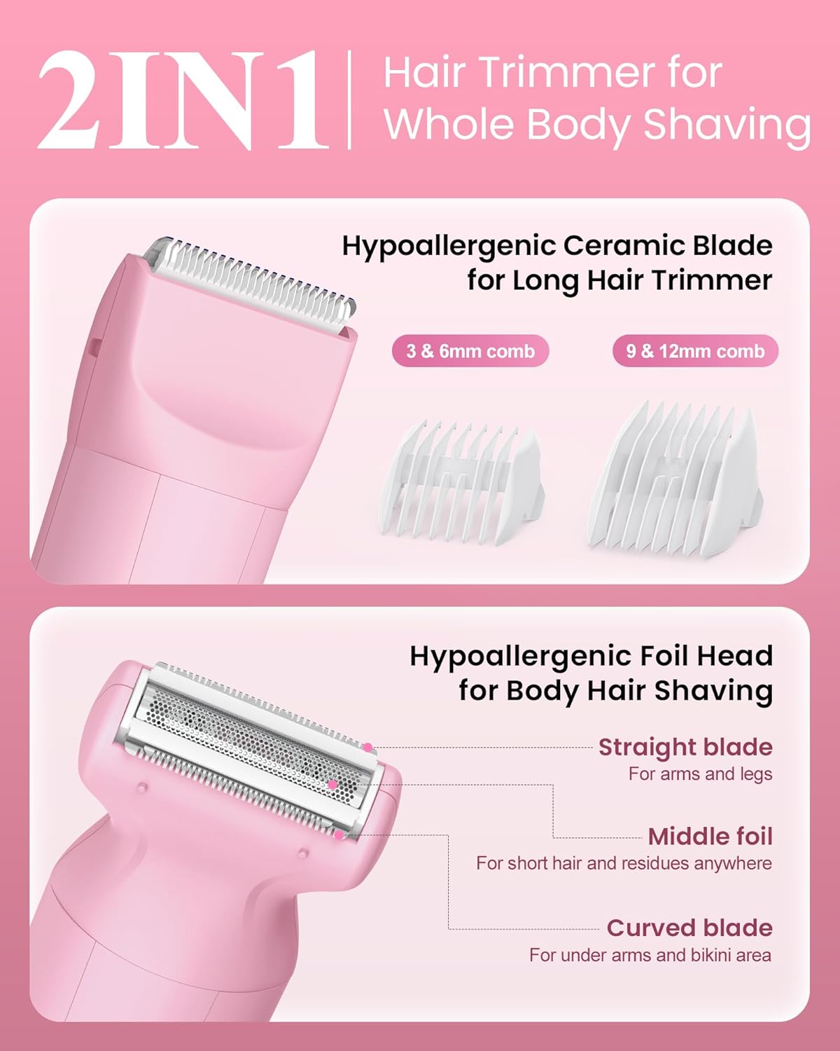 Rasoir intime électrique pour femmes - 2 en 1, sans douleur – Image 3