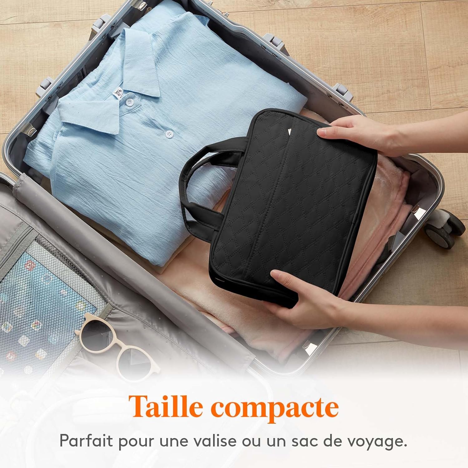 Trousse de toilette de voyage : grande trousse de maquillage suspendue pour femmes, parfaite pour organiser vos cosmétiques et bouteilles en toute élégance – Image 7
