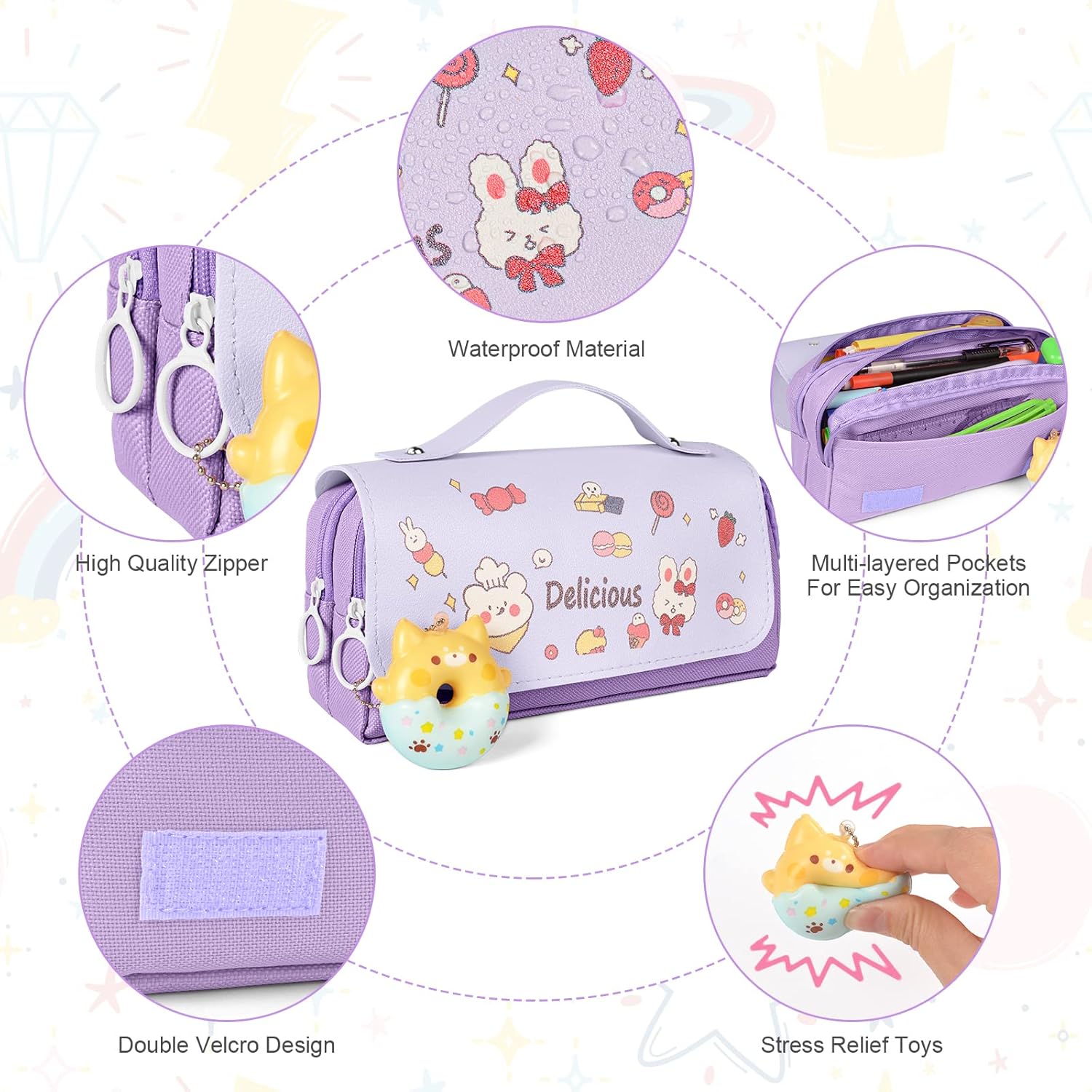 Trousse à crayons de grande capacité : idéale pour les collégiens et étudiants en quête de style et d'organisation – Image 4