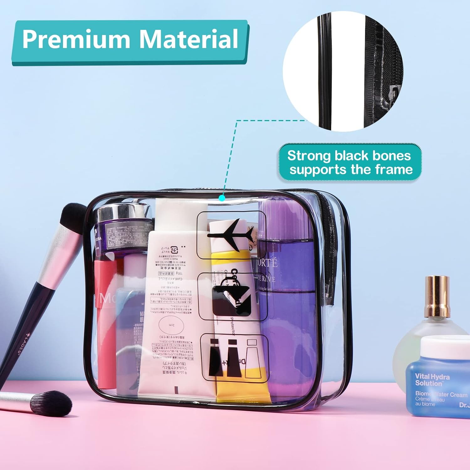 Trousse de toilette transparente : l'accessoire idéal pour voyageurs hommes et femmes Optimisez votre transport de liquides en avion avec style et praticité – Image 5