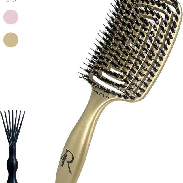 Brosse cheveux poils de sanglier et nylon : démêlage magique sans douleur pour femmes et enfants Idéale pour tous types de cheveux, y compris bouclés, épais et afro, avec massage du cuir chevelu