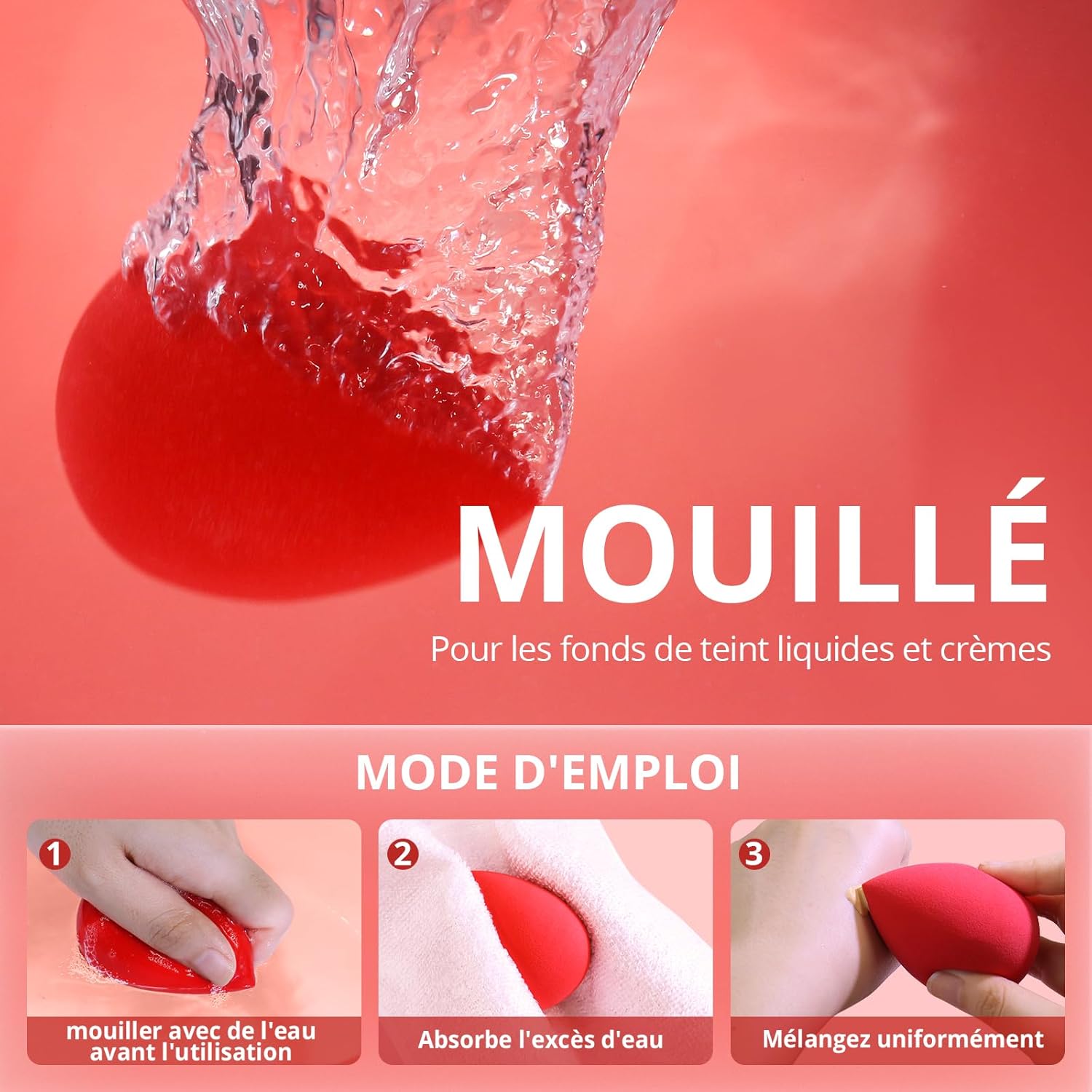 Éponges de maquillage sans latex : le lot idéal pour un teint parfait Pour les passionnées de beauté, ces éponges multicolores s’adaptent parfaitement aux fonds de teint, crèmes et poudres. – Image 3