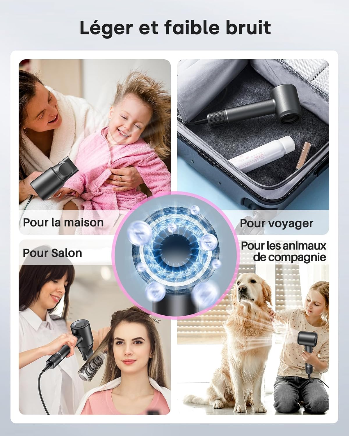 Sèche cheveux ionique haute vitesse : séchage rapide et soin des boucles pour les professionnels en voyage – Image 7