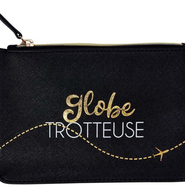 Pochette à zip globe-trotteuse pour voyages : élégance et praticité pour votre maquillage