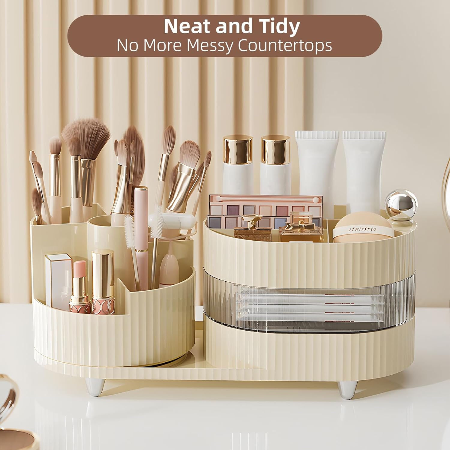Organisateur de maquillage rotatif 360 degrés : un rangement multifonctionnel pour les passionnées de beauté – Image 7