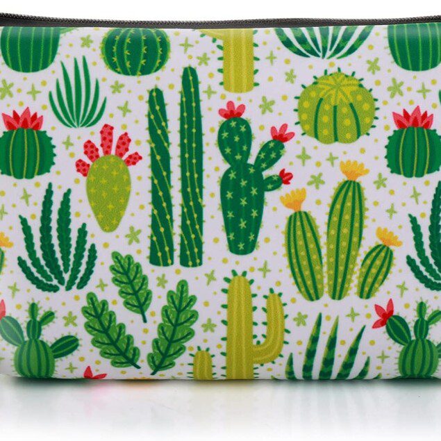 Petite trousse à maquillage en toile : l'accessoire de voyage idéal pour adolescentes Ranger vos produits de beauté avec style grâce à son design cactus vert