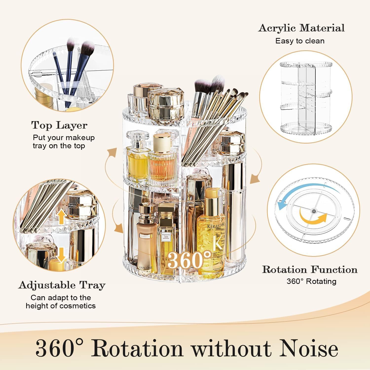 Organisateur de maquillage rotatif à 360° : le support idéal pour les passionnées de beauté – Image 2