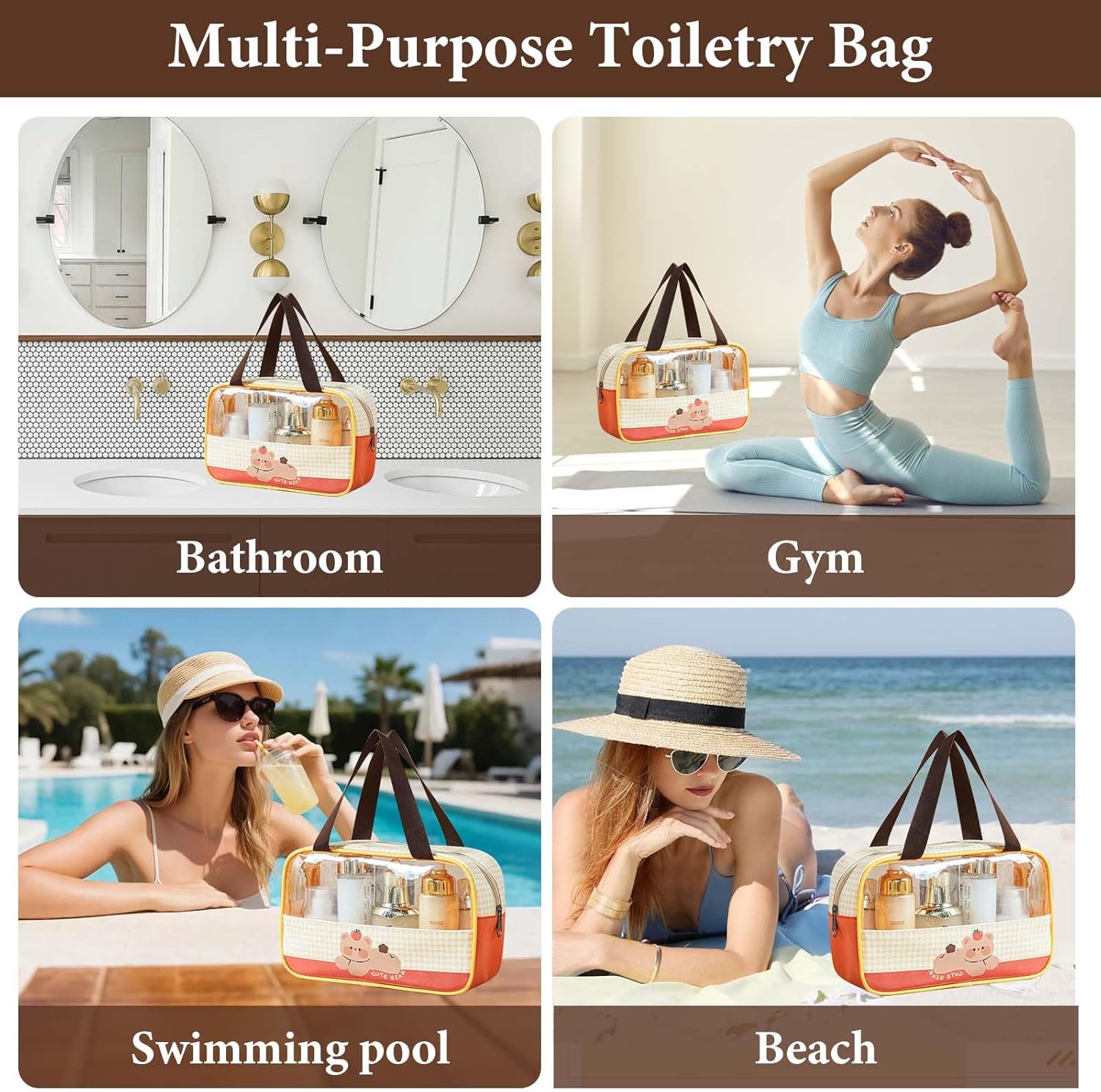 Trousse de toilette transparente imperméable pour voyage : l'accessoire idéal pour séparer vos essentiels secs et humides avec style – Image 6
