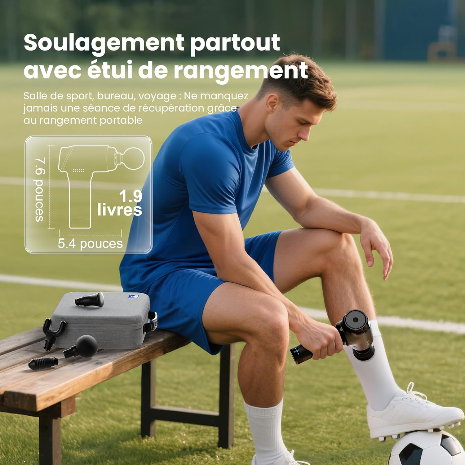 Pistolet de Massage Ultra Silencieux pour Récupération Puissance 4000mAh et Amplitude de 10mm – Image 5
