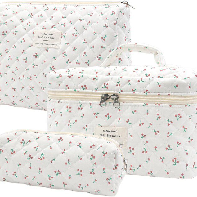 Trousse de toilette pour femme : lot de 3 avec motif floral, idéale pour le quotidien et les voyages