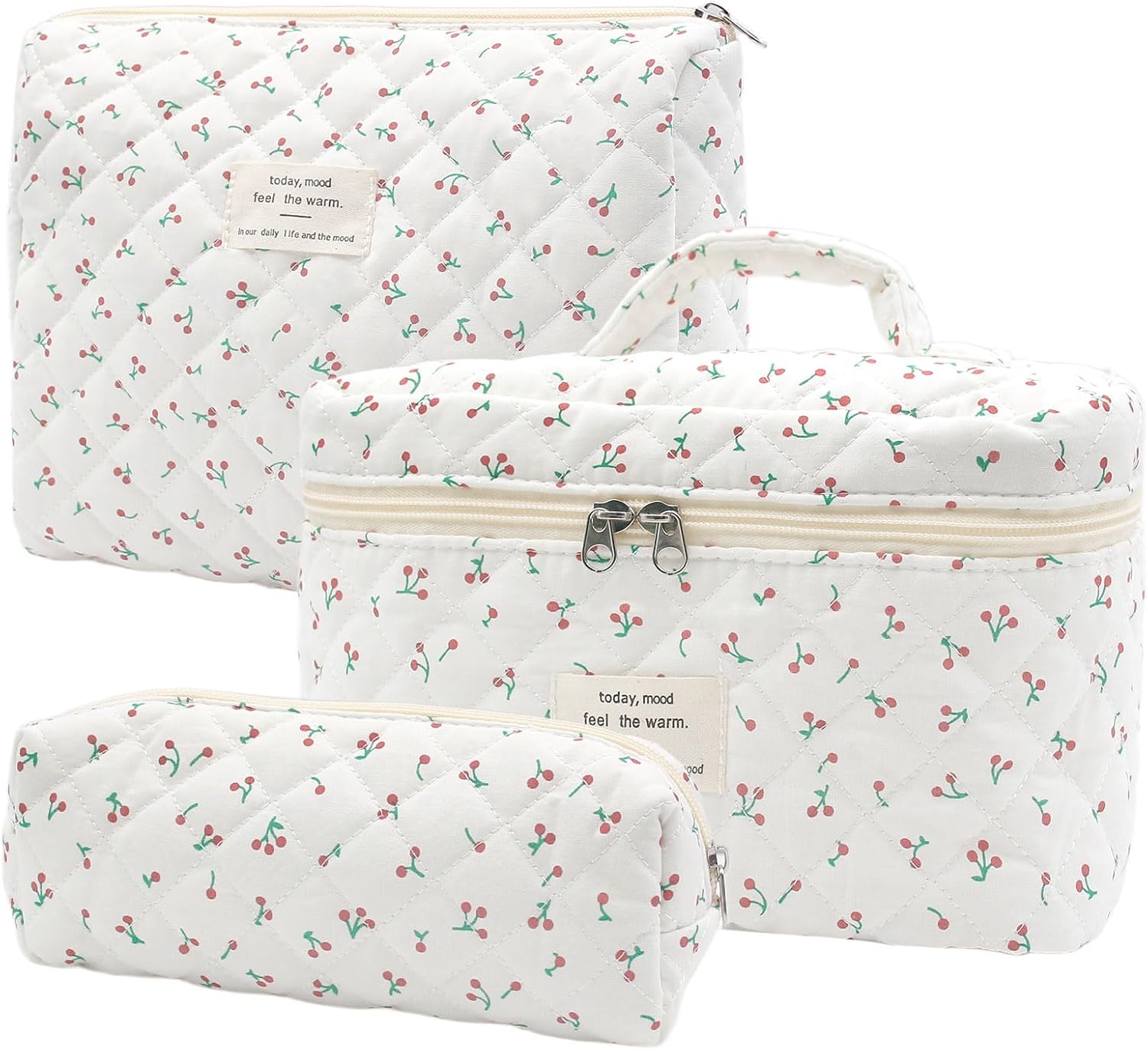 Trousse de toilette pour femme : lot de 3 avec motif floral, idéale pour le quotidien et les voyages