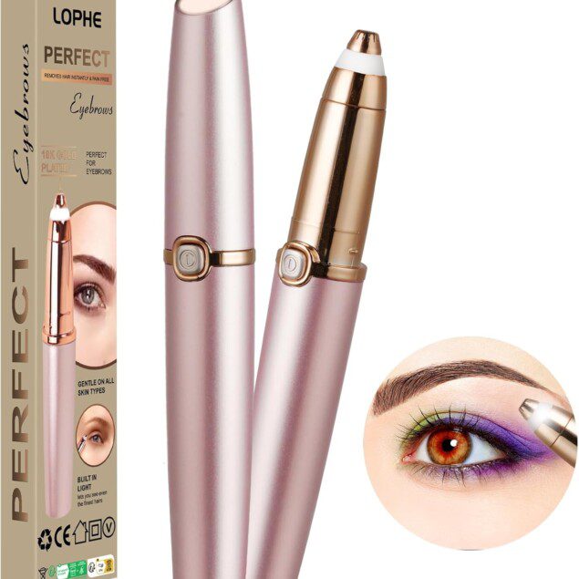 Tondeuse à sourcils : épilateur visage indolore pour femmes avec brosse de nettoyage