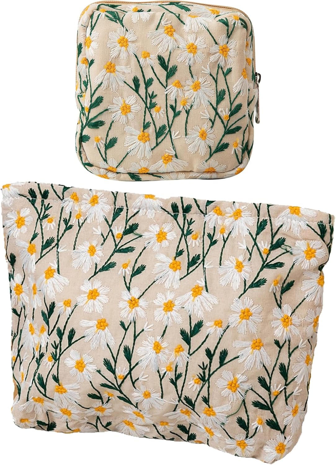 Trousse de toilette femme : lot de 2 sacs de maquillage floraux pour voyager avec élégance
