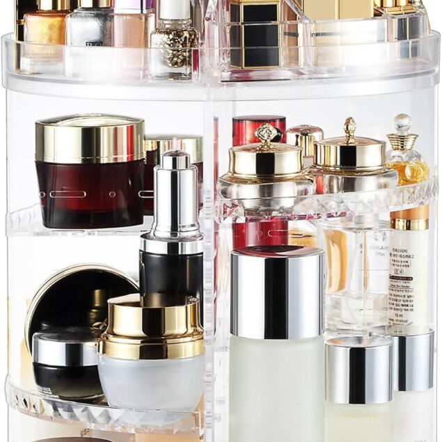 Organisateur de maquillage pour passionnés de beauté : rangement élégant et pratique à 360 degrés
