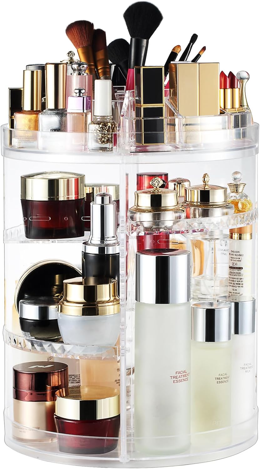 Organisateur de maquillage pour passionnés de beauté : rangement élégant et pratique à 360 degrés