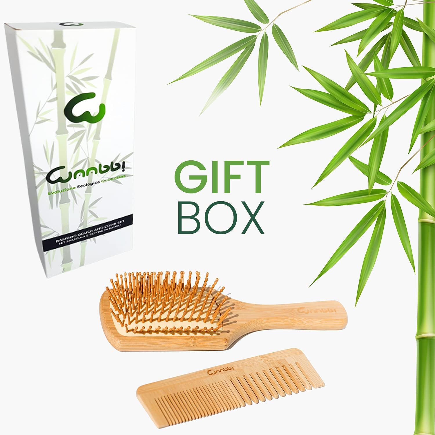 Brosse démêlante en bambou pour cheveux : massage du cuir chevelu et confort optimal – Image 2
