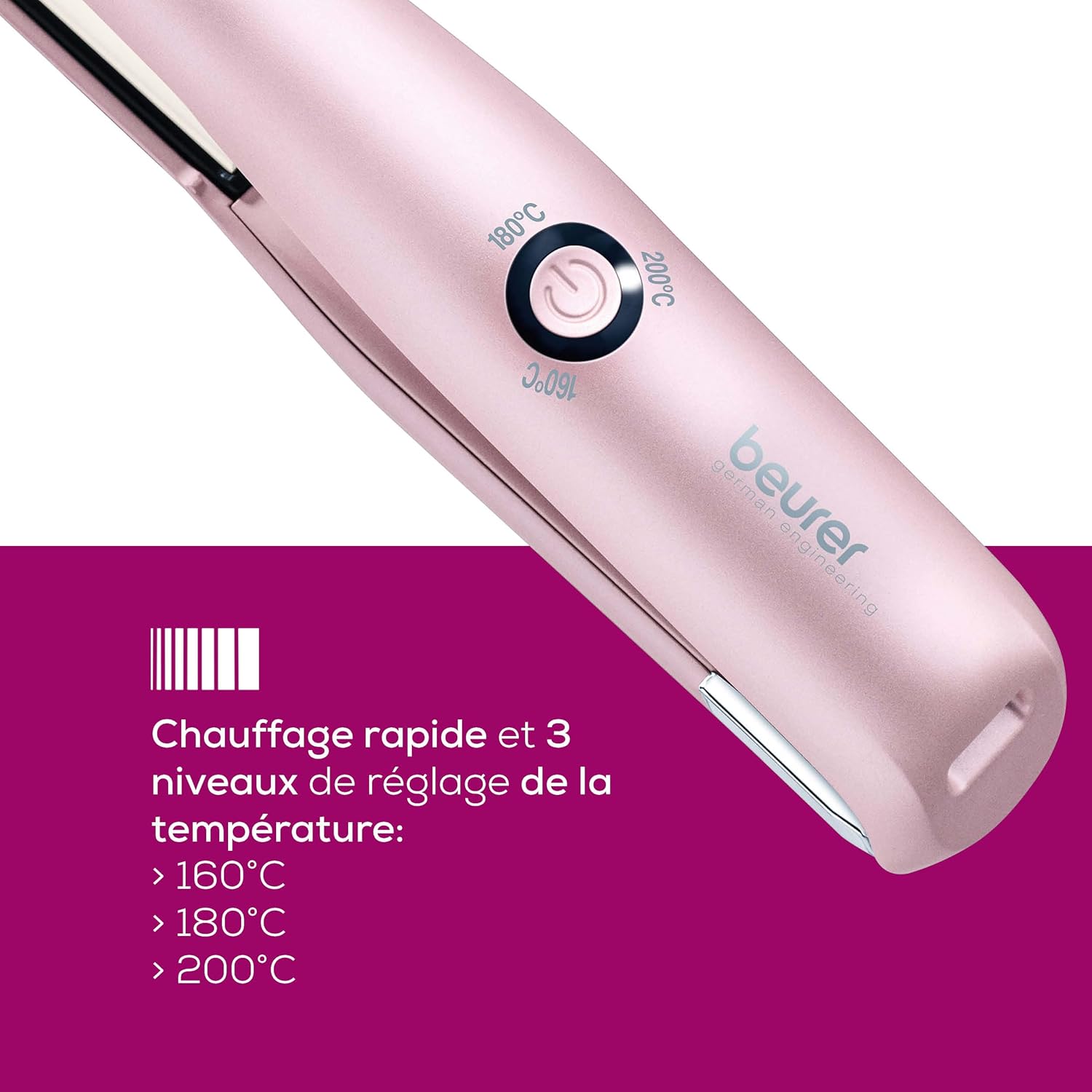 Fer à lisser rechargeable sans fil : idéal pour les voyages avec 3 réglages de température Profitez d'un coiffage rapide et pratique grâce à sa housse résistante à la chaleur – Image 3