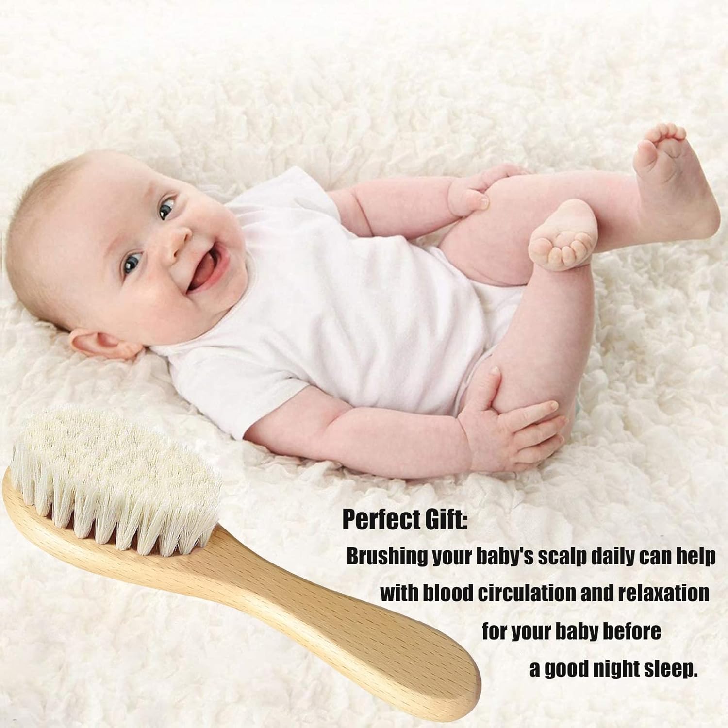 Brosse à cheveux bébé en bois : douceur premium pour un soin délicat du cuir chevelu des nouveau-nés – Image 6