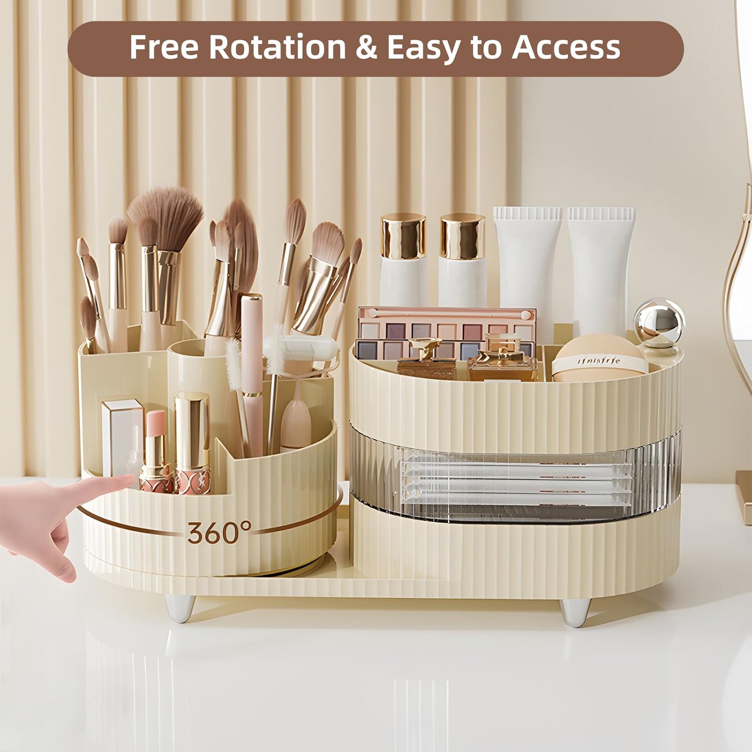 Organisateur de maquillage rotatif 360 degrés : un rangement multifonctionnel pour les passionnées de beauté – Image 3