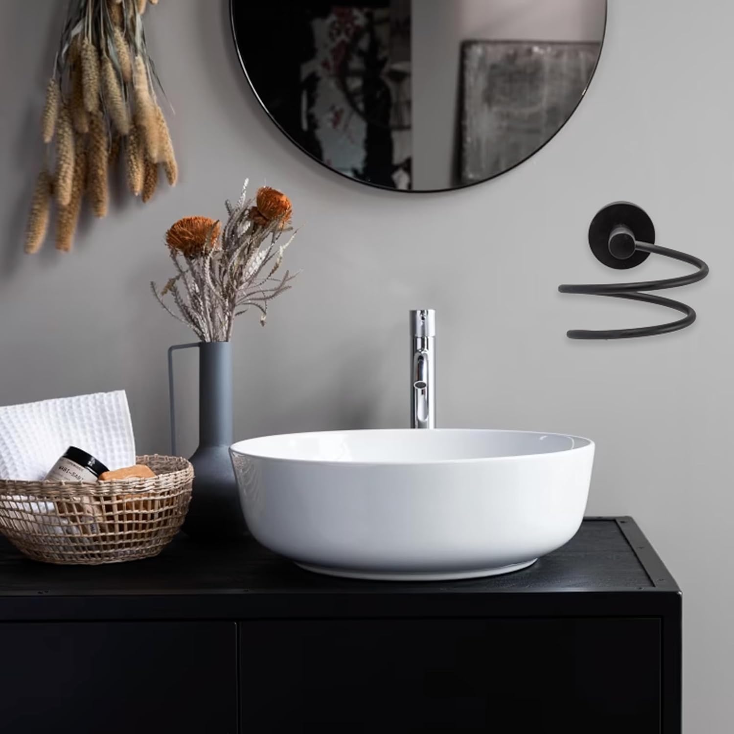 Porte-sèche-cheveux auto-adhésif mural : une solution élégante pour votre salle de bain sans perçage – Image 7