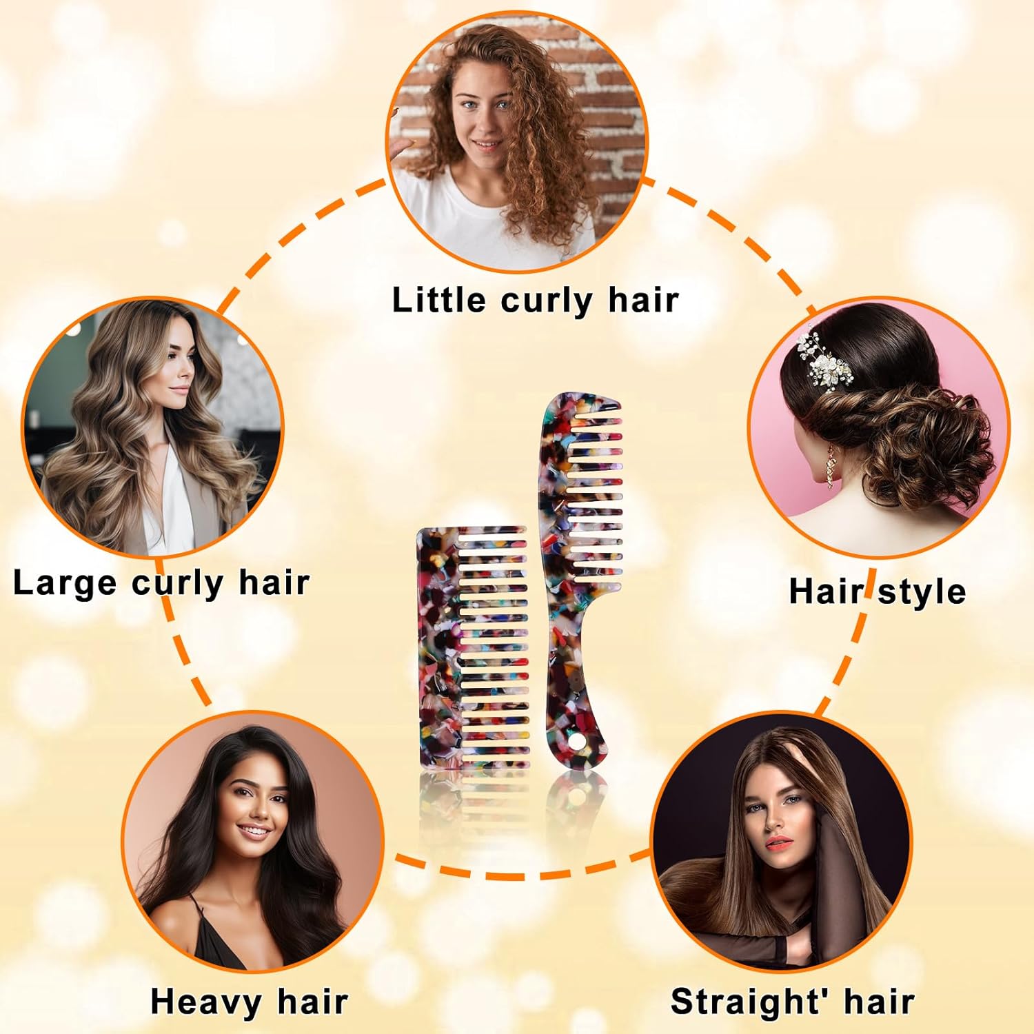 Peignes à dents larges : le duo idéal pour cheveux bouclés, longs et épais Offrez à vos cheveux ondulés un démêlage doux et efficace avec ce lot de 2 peignes en acétate de cellulose – Image 6