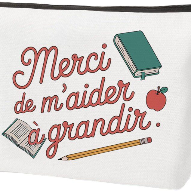 Cadeau maitre d'école pour remercier avec élégance : pochette cosmétique originale pour une maîtresse à l'occasion de la fin d'année