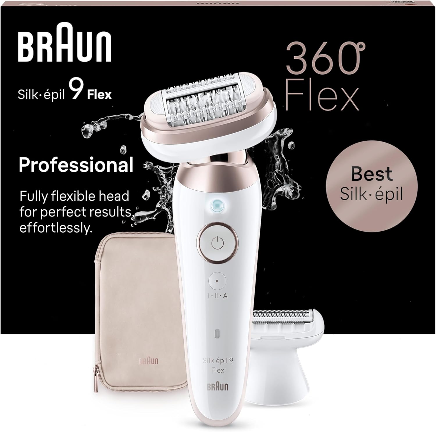 Épilateur Braun Silk-épil 9 Flex : épilation facile pour femmes, même des zones difficiles   Profitez d'une peau douce longue durée grâce à sa tête flexible à 360° et son sabot tondeuse élégant