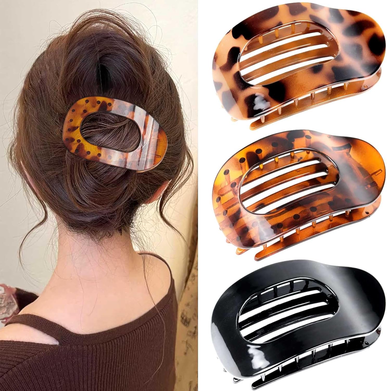 Pince à cheveux antidérapante pour femme : 3 pièces élégantes au motif léopard pour un maintien parfait