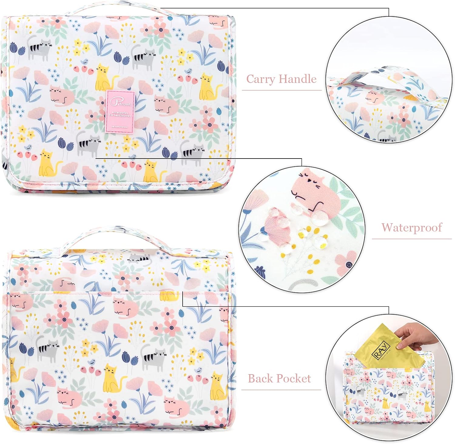 Trousse de toilette imperméable pliable : le compagnon idéal pour le maquillage des femmes, filles et enfants en voyage – Image 2