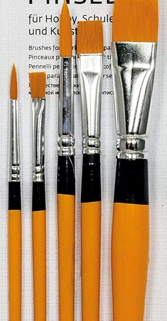 Pinceaux universels synthétiques : set de 5 pièces pour les loisirs créatifs, l'école et l'art