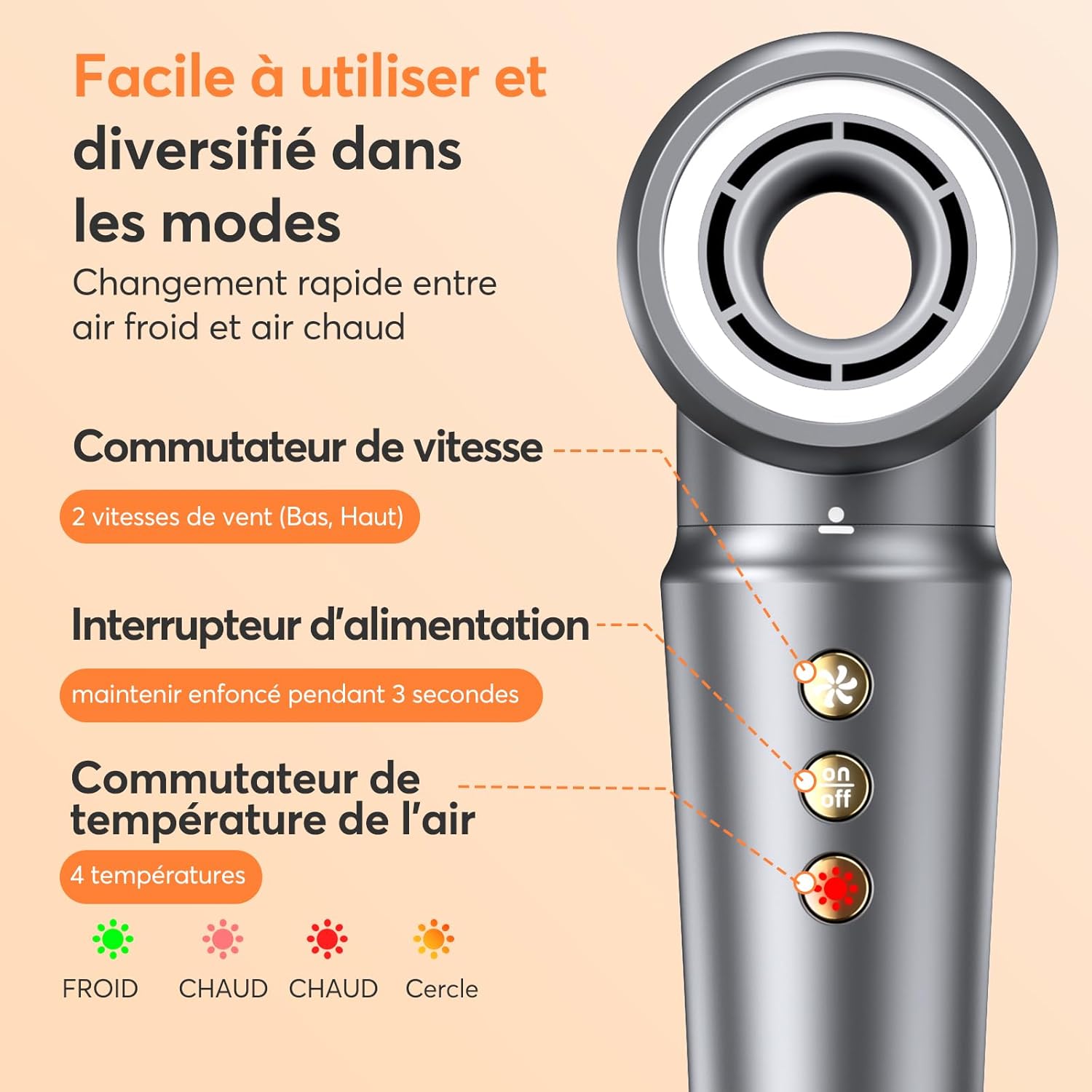 Sèche cheveux professionnel 5 en 1 : l'allié parfait pour les femmes en quête de style Transformez votre routine capillaire avec ce brosse soufflante et fers à boucle automatique, idéale pour la maison ou en voyage – Image 7