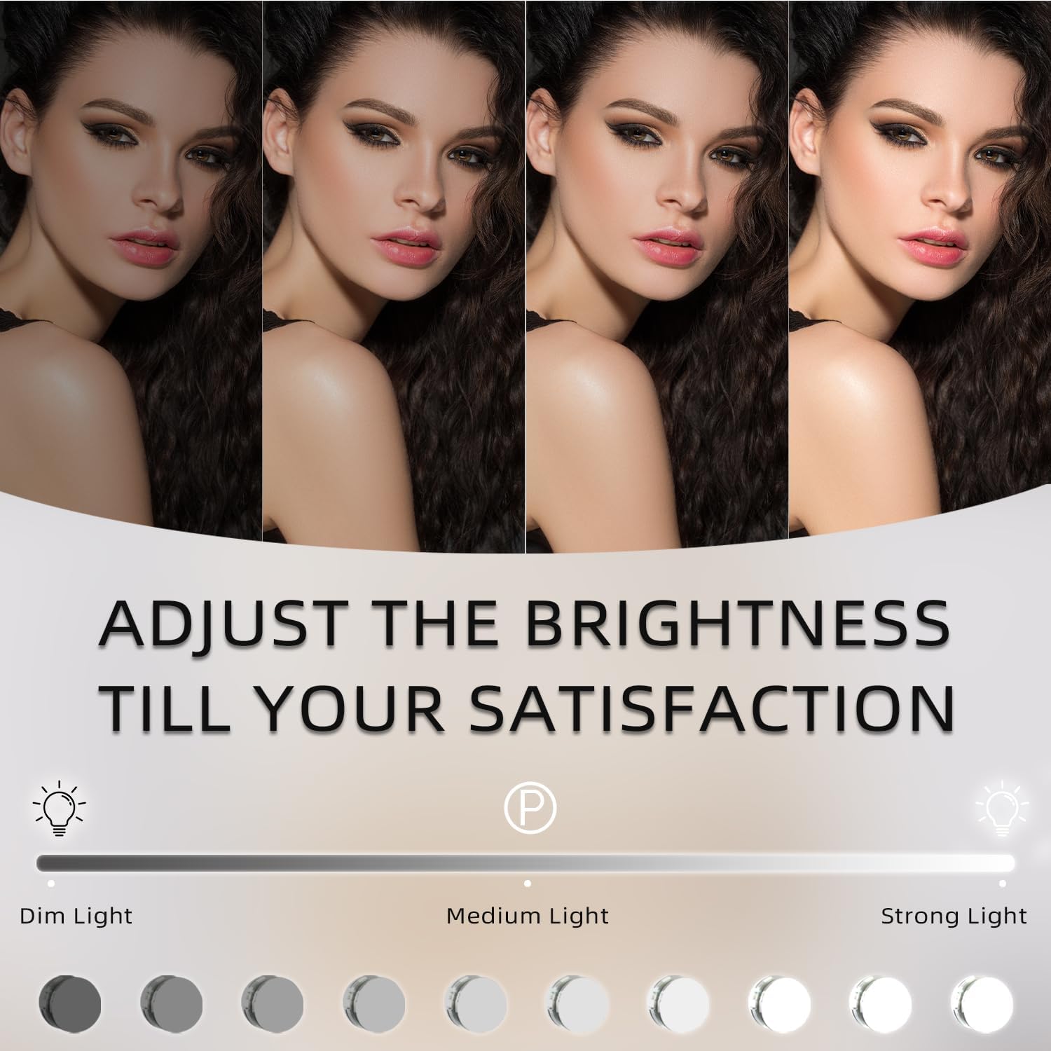 Miroir de maquillage éclairé : l'allié parfait pour les passionnées de beauté Profitez d'un éclairage optimal avec 12 lampes LED à intensité variable, un rotatif à 360° et un grossissement 10x pour un maquillage impeccable en toutes circonstances – Image 3