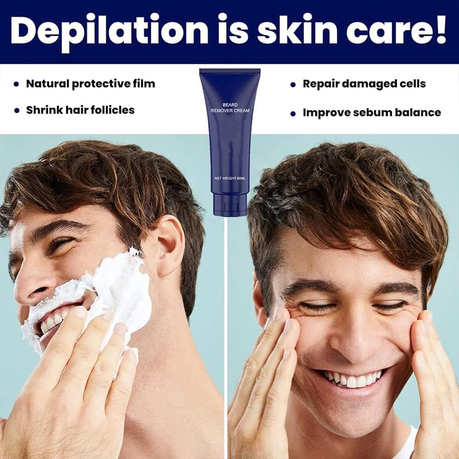 Crème d'épilation permanente pour homme : une solution efficace pour un visage doux et soyeux – Image 2