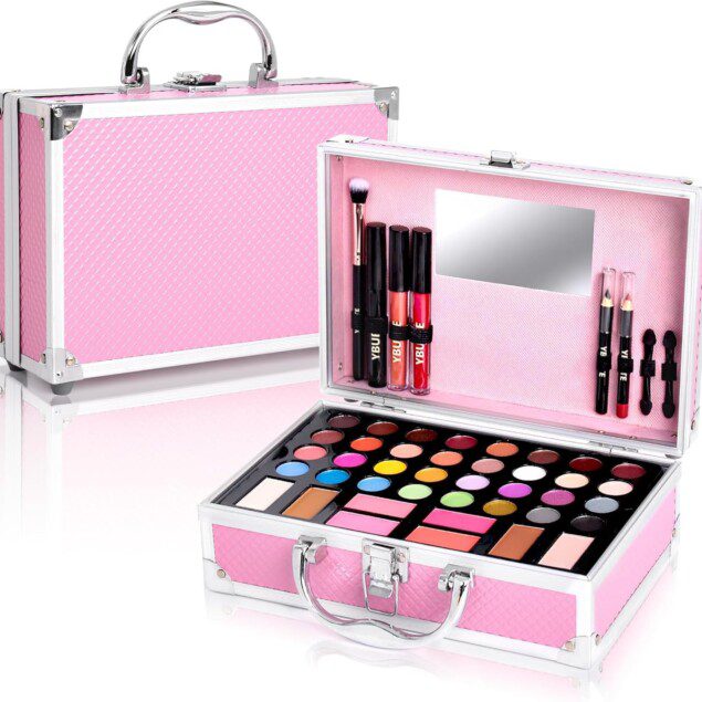 Kit de maquillage débutant : coffret idéal pour adolescentes et jeunes femmes avec 32 couleurs de fard à paupières et étui cosmétique inclus
