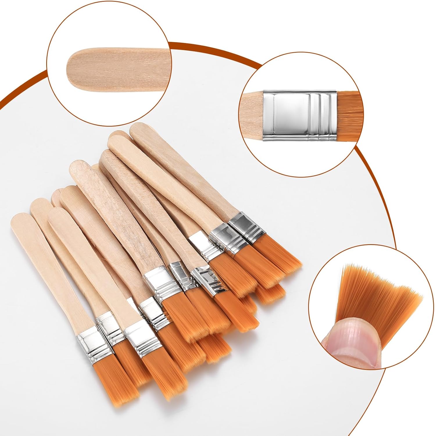 Petits pinceaux de peinture : le set idéal pour les bricoleurs créatifs 42 pcs de pinceaux plats de 13 cm pour un travail précis en peinture acrylique, vernis et collage – Image 3