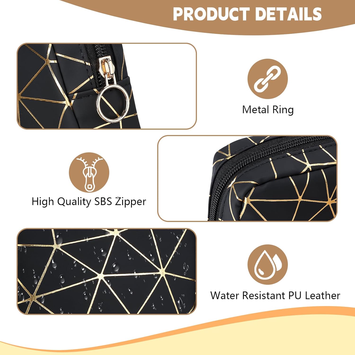 Pochette maquillage pour femme : élégante trousse en cuir synthétique pour un rangement pratique et stylé des cosmétiques – Image 3