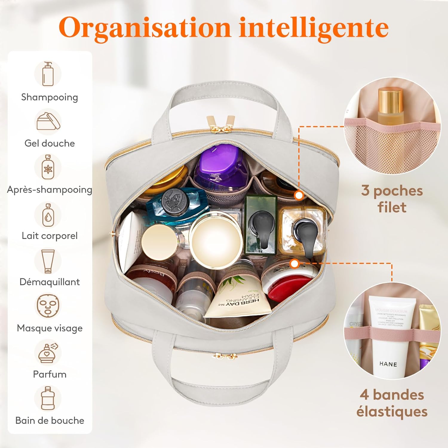 Trousse de toilette élégante pour les femmes : rangement pratique et esthétique lors de vos voyages – Image 3