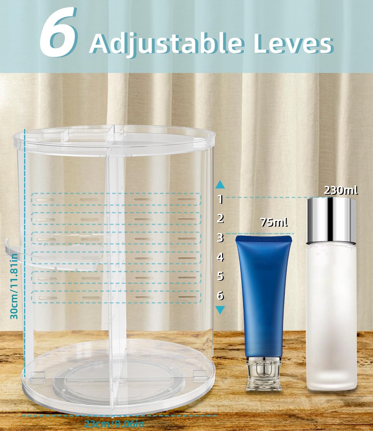 Organisateur maquillage rotatif 360 degrés : la solution parfaite pour les coiffeuses et amateurs de beauté Découvrez un rangement multifonctionnel et élégant qui optimise votre espace tout en offrant une grande capacité et une transparence moderne. – Image 2