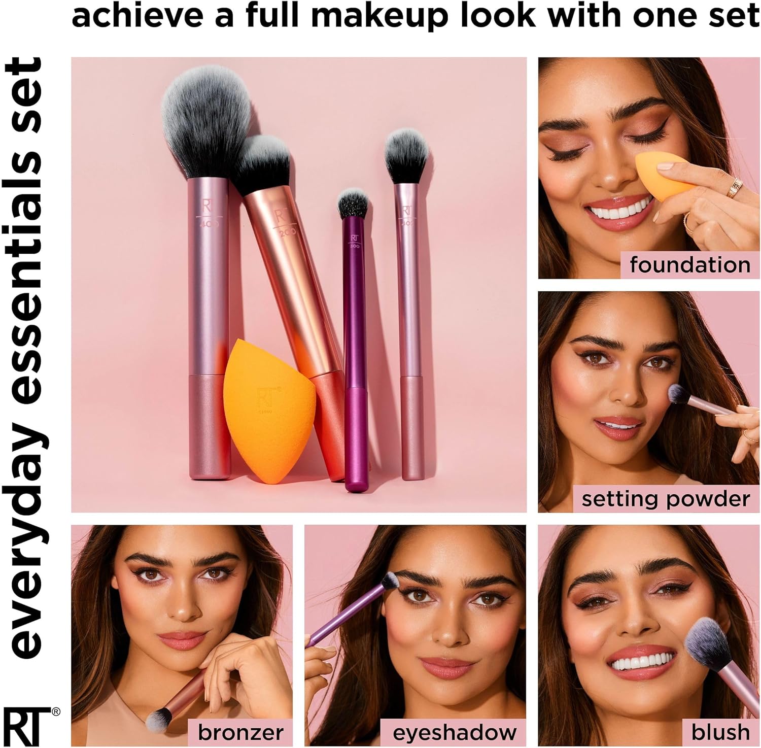 Pinceaux à maquillage et éponge Everyday Essentials : l'ensemble parfait pour les passionnées de maquillage Découvrez les 5 pièces essentielles pour un teint impeccable, sans cruauté envers les animaux – Image 2
