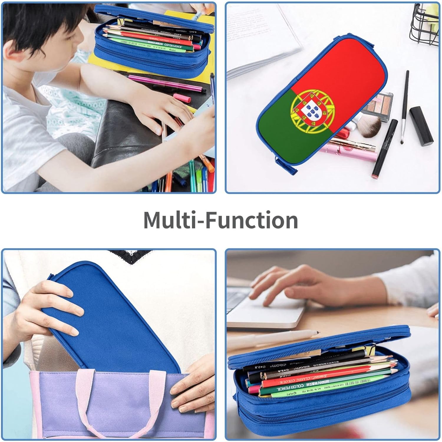 Trousse à crayons de grande capacité : l'accessoire idéal pour les étudiants et les artistes Motif drapeau portugais et design élégant pour une organisation optimale de vos fournitures – Image 8